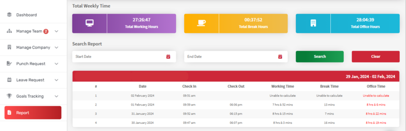 Workplace Checkin Attendance Report